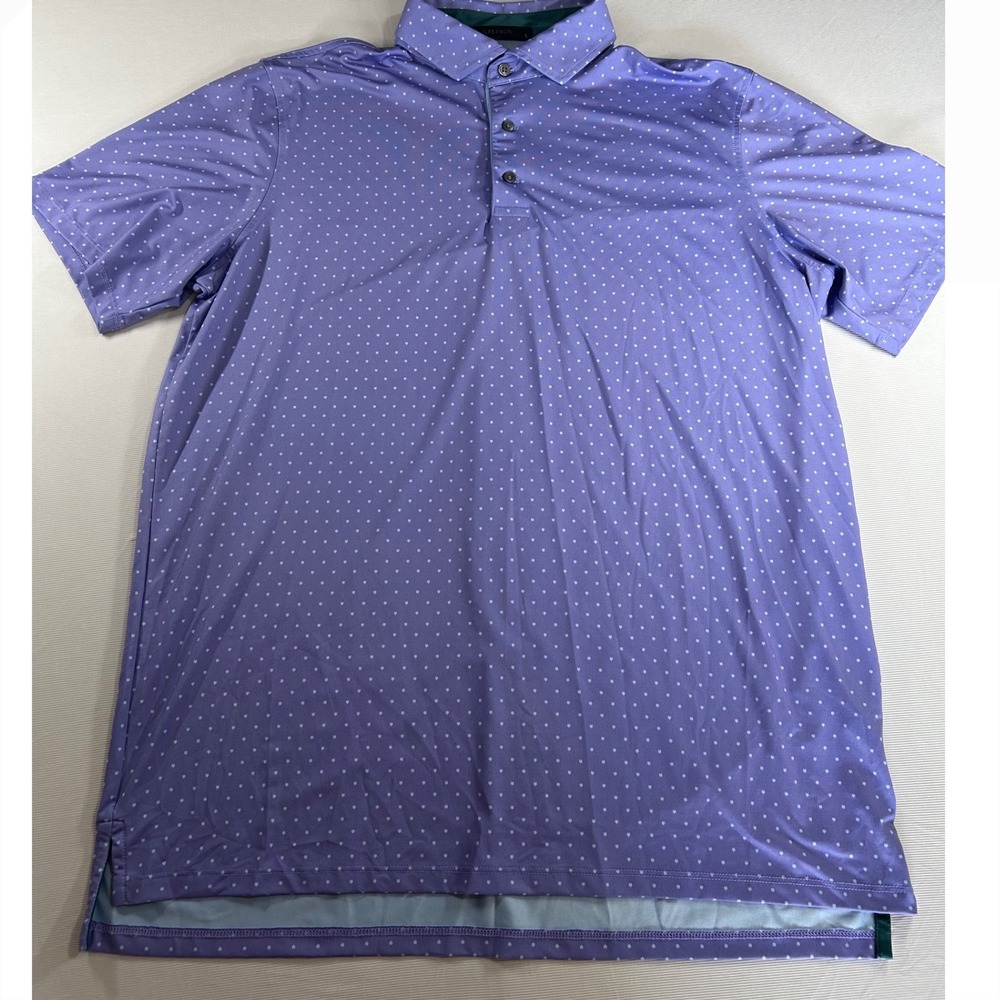 Greyson Mens Purple Micro Heart Print Golf Polo Shirt Size Large Short Sleeve